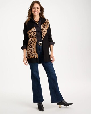 Ella Animal Jacquard Open-Front Cardigan click to view larger image.