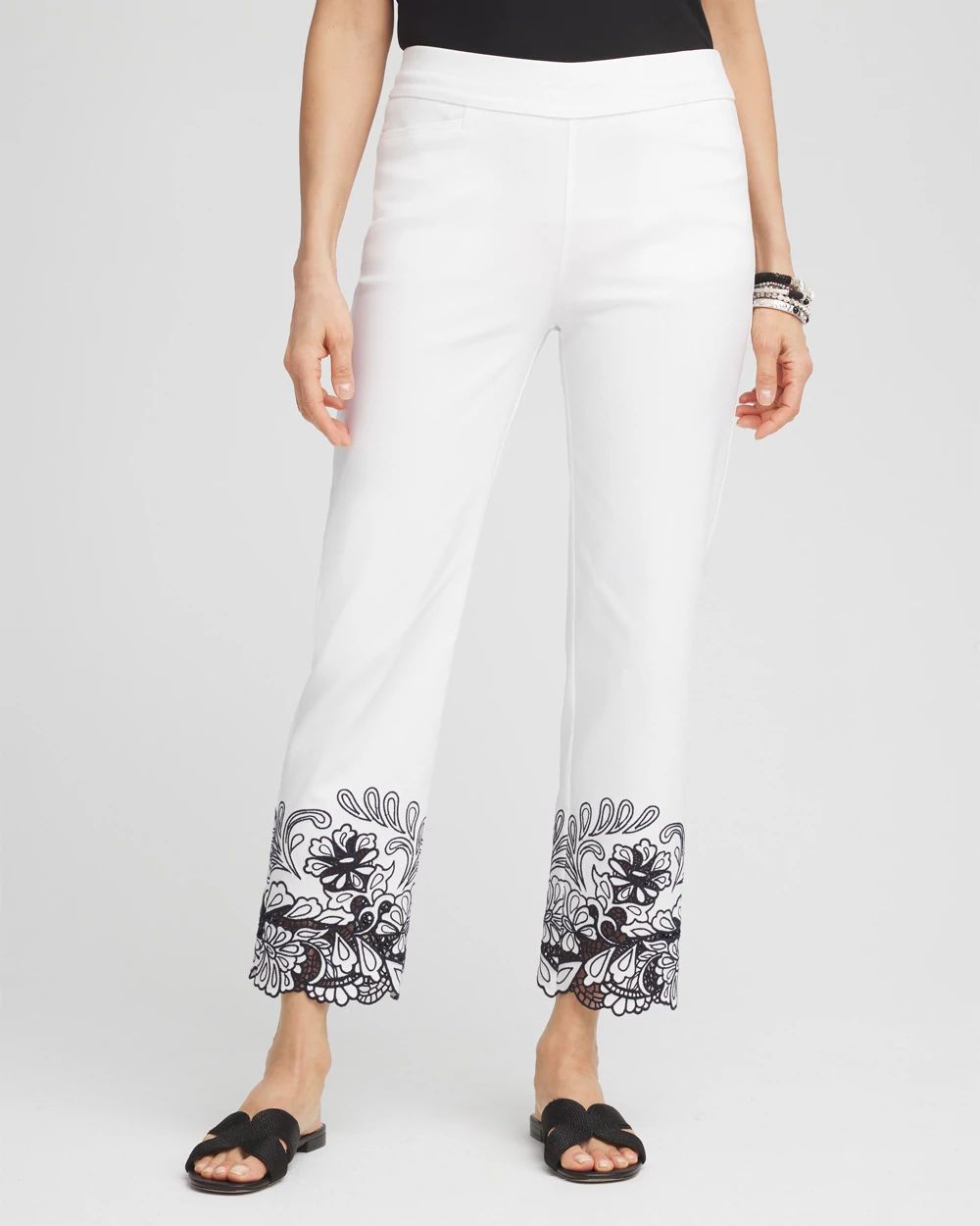 Petite Brigitte™ Lace Embroidered Cropped Pants