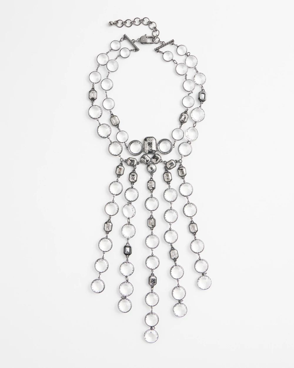 Cascading Silver Tone Statement Necklace