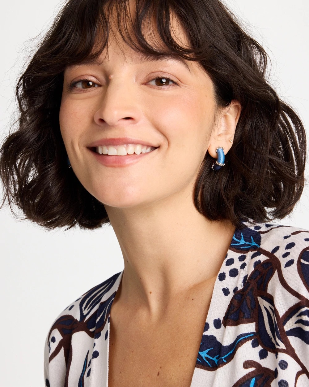 Silvertone Two-Tone Threaded Hoop Earrings