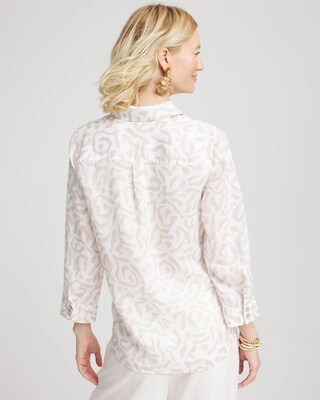 No Iron™ Animal Print Linen Shirt click to view larger image.