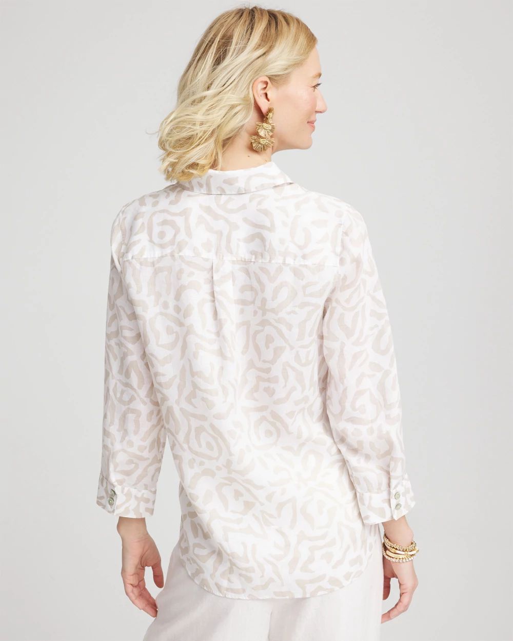 No Iron™ Animal Print Linen Shirt