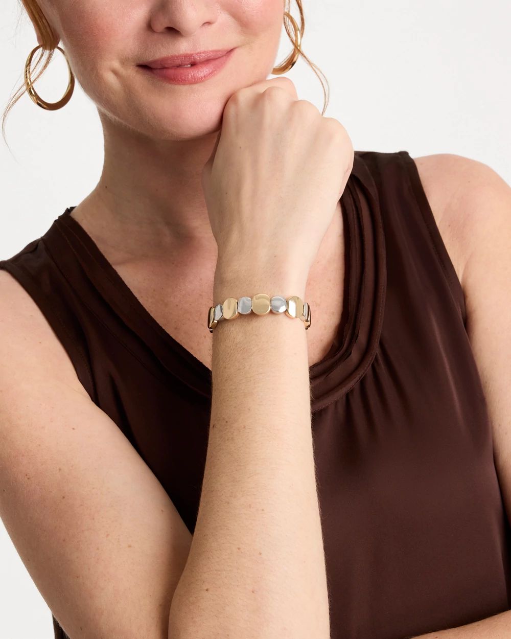 Mixed Metals Glam Stretch Bracelet