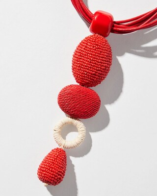Red Seed Bead Pendant Necklace