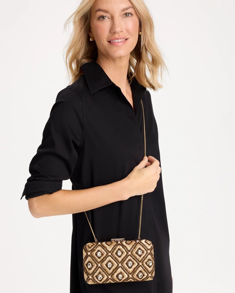 Neutral Embellished Clutch click to view larger image.