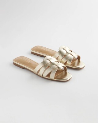 Leather Cassidy Cross-Strap Slide Shoes click to view larger image.
