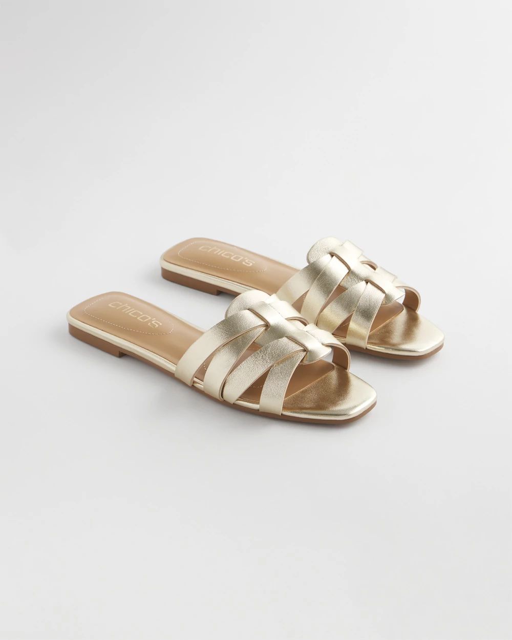 Leather Cassidy Cross-Strap Slide Shoes