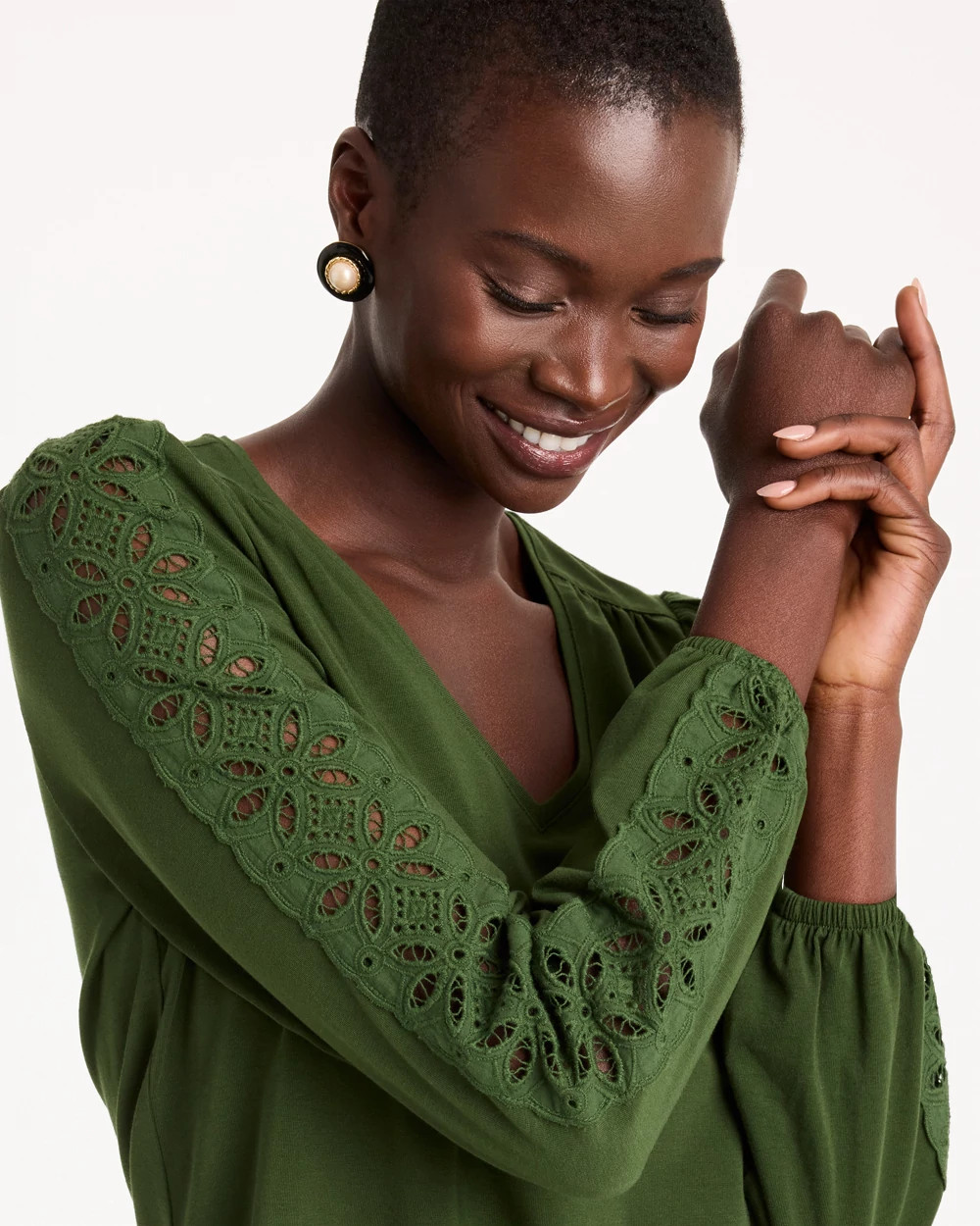 Jersey Knit Cutwork Top