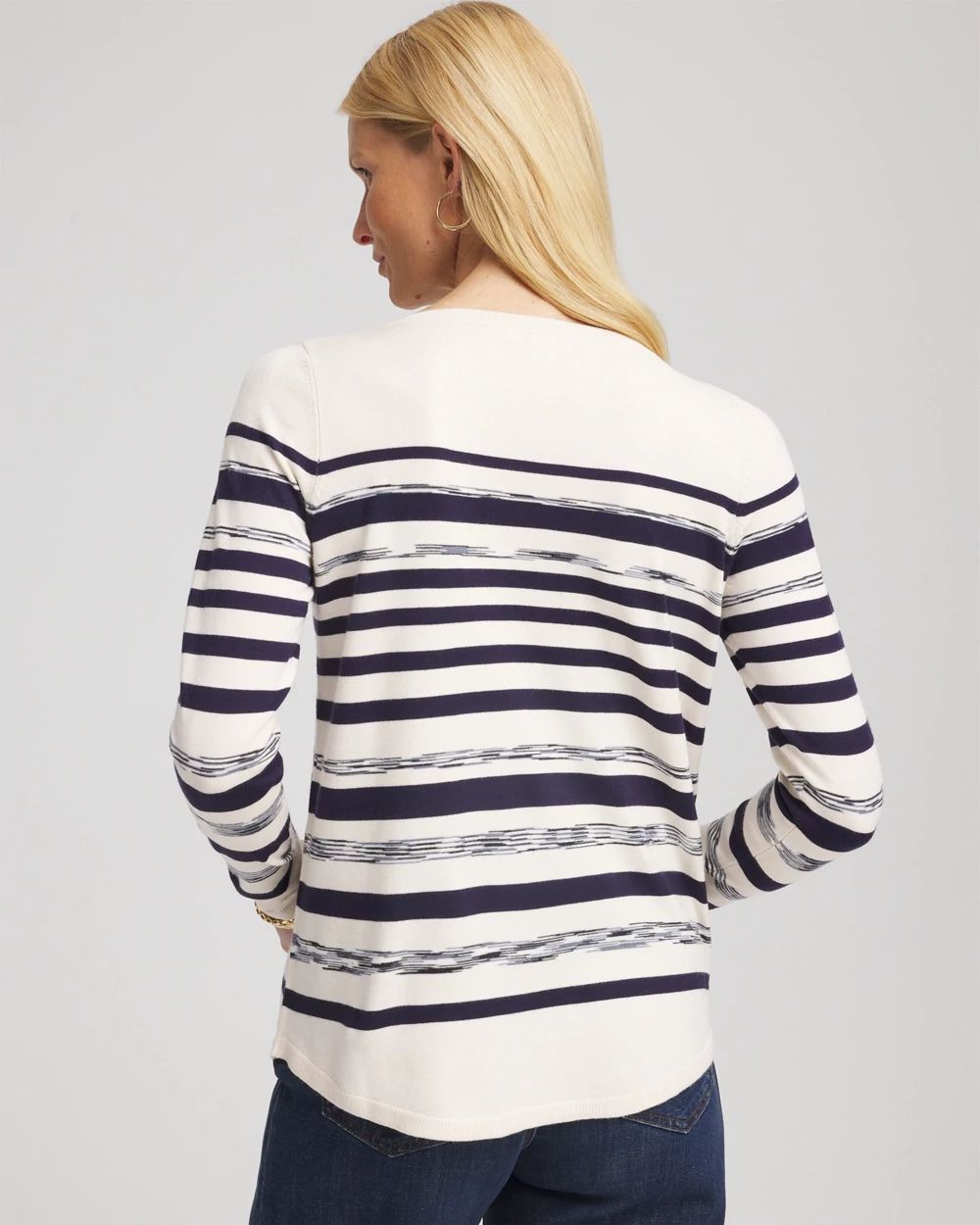Ella Striped Ribbed-Bateau Pullover Sweater