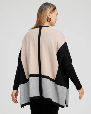 Snap Detail Colorblock Ruana