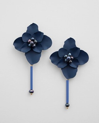 Blue Flower Drop Earrings