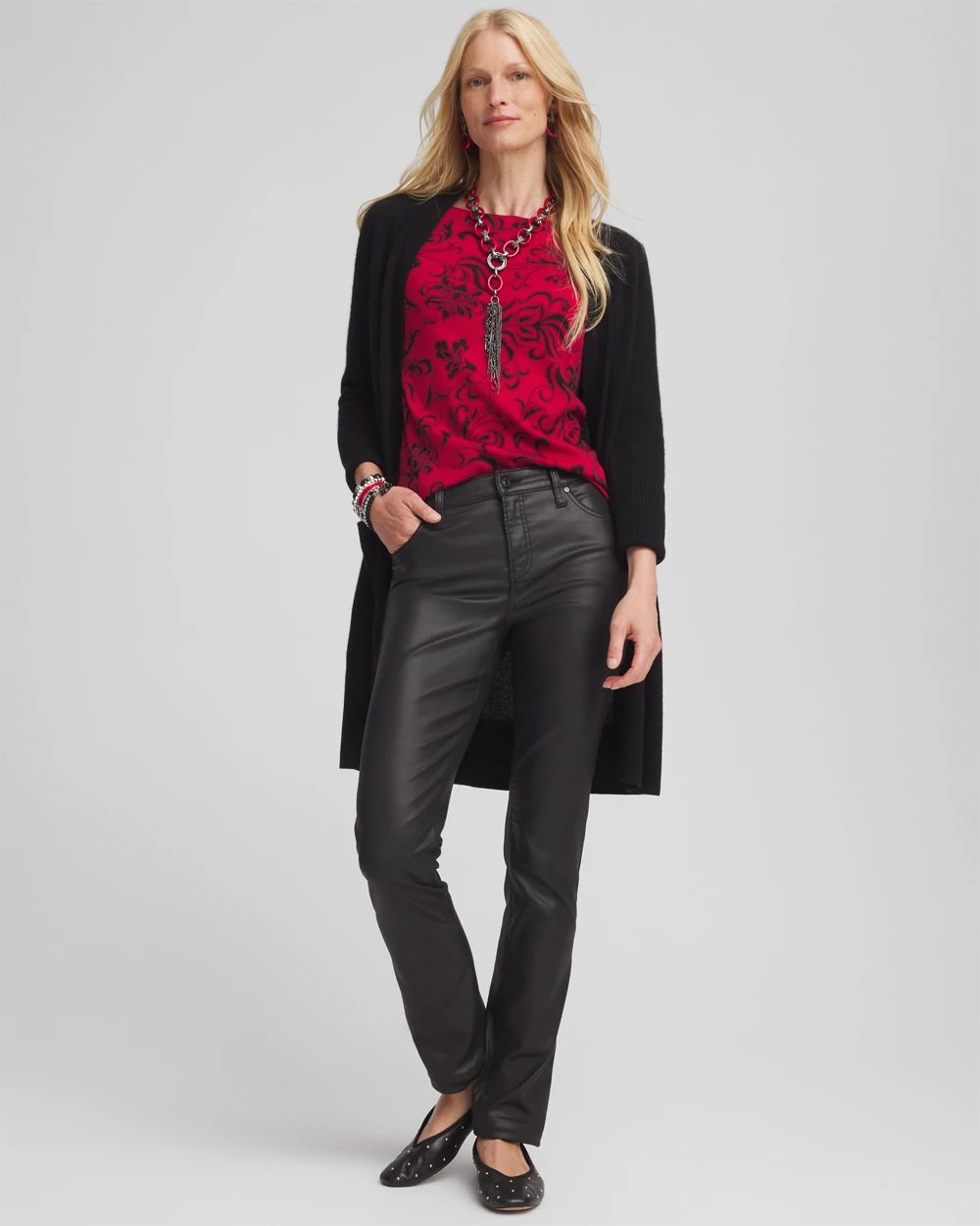Swirl 3/4 Sleeve Bateau Neck Tee