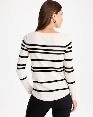 Ella Striped Bateau Pullover Sweater click to view larger image.