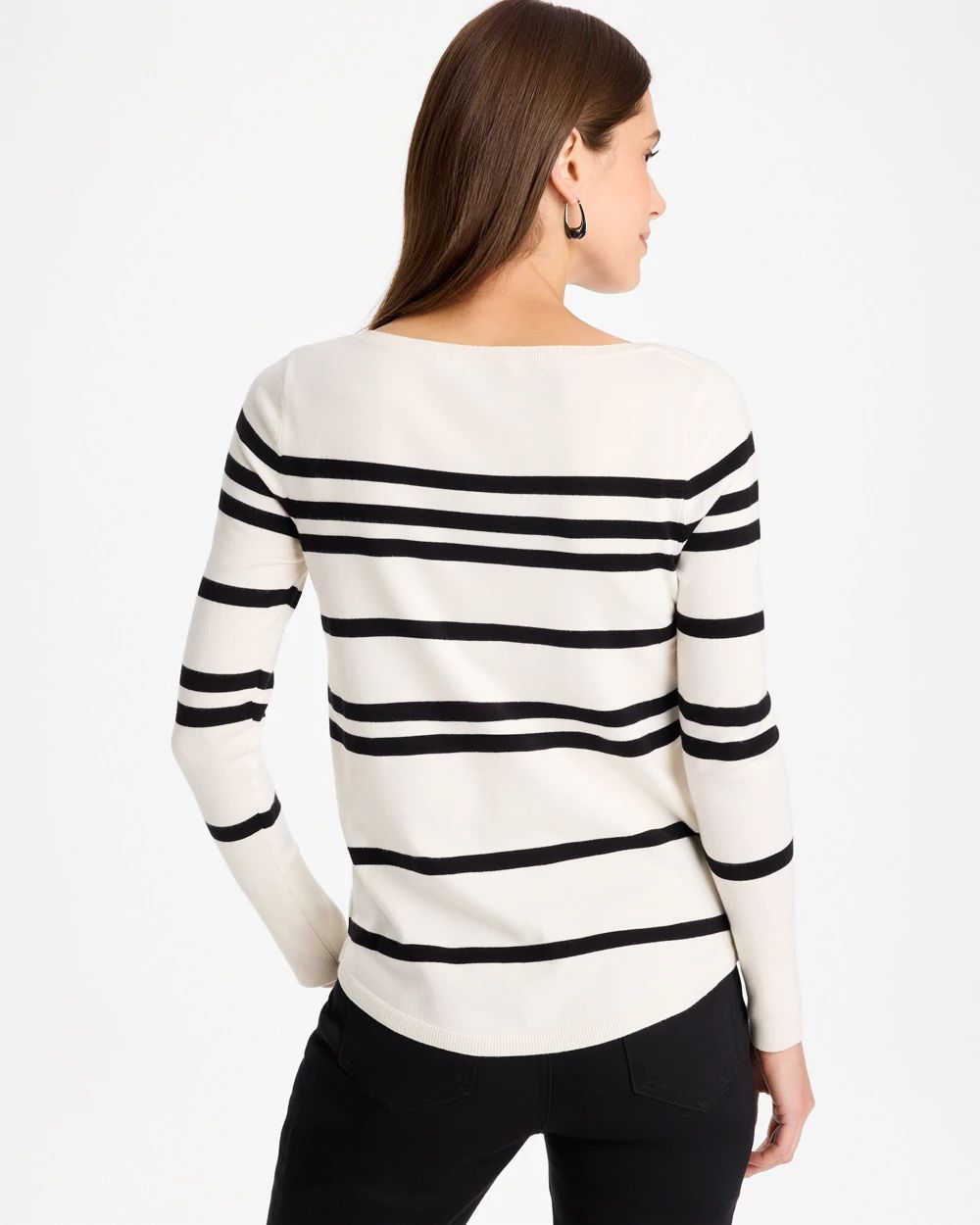 Ella Striped Bateau Pullover Sweater click to view larger image.