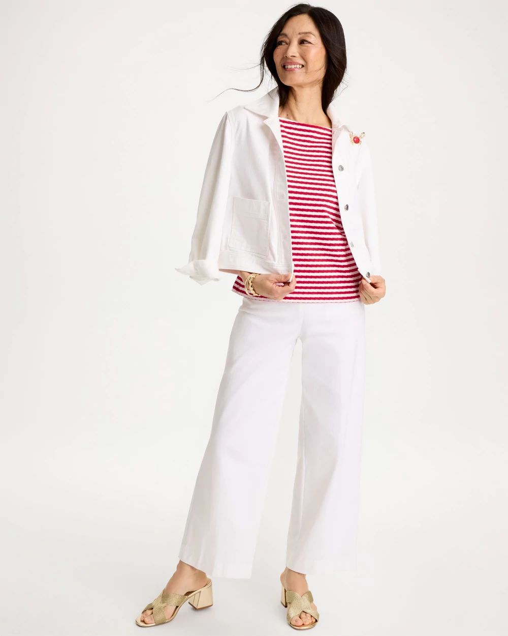 Cotton Striped Button Tee