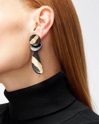 Black & Gold Foil Drop Earrings