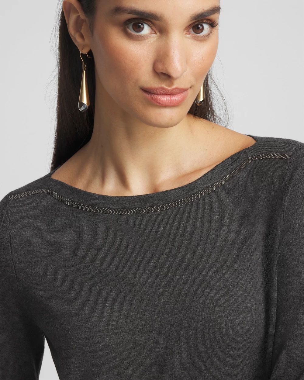 Caviar Bead Bateau Neck Sweater