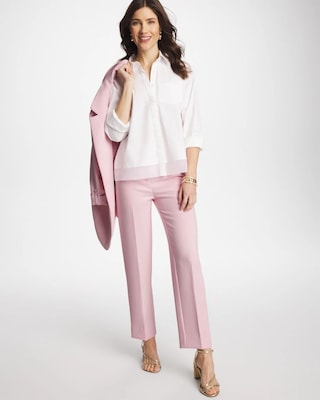 Textured Straight Tapered Ankle Pants click to view larger image.