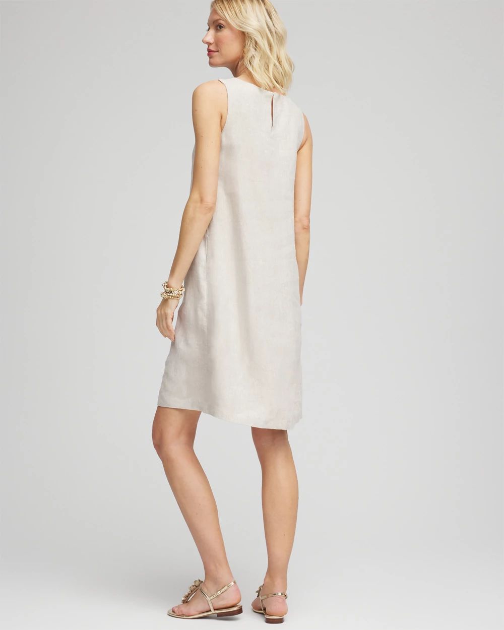 Linen Sleeveless Beaded Dress