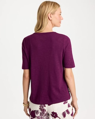 Cotton Slub Crewneck Button Tee click to view larger image.