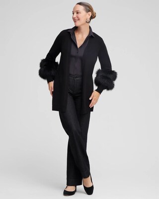 Faux Fur Trim Cardigan