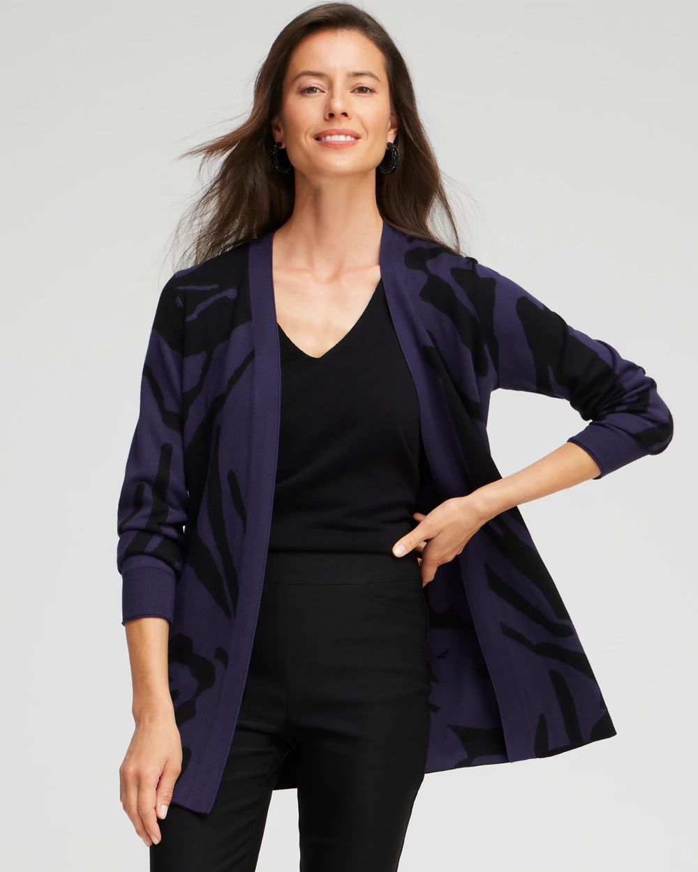 Double Knit Botanical Print Cardigan