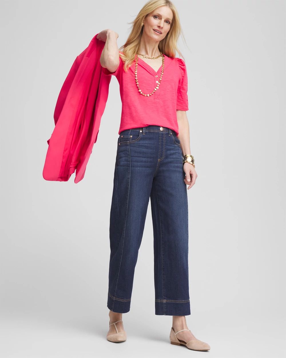 Slub Split Neck Henley Tee