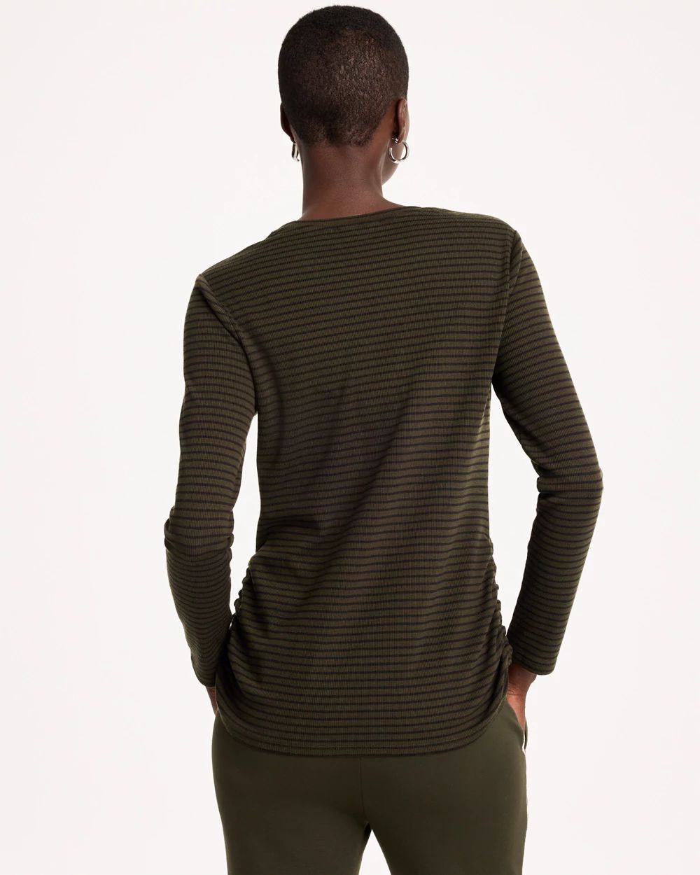 Zenergy® Knit Striped Ribbed Pullover click to view larger image.