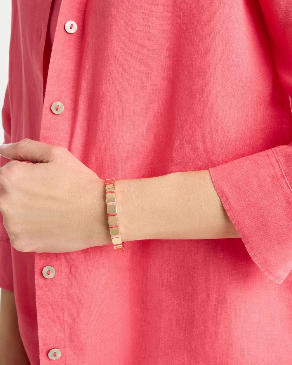 Glam Goldtone Slice Stretch Bracelet click to view larger image.