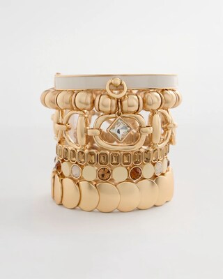 White Enamel Stretch Bracelet click to view larger image.