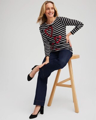 Stripe Sequin Hearts Tee click to view larger image.
