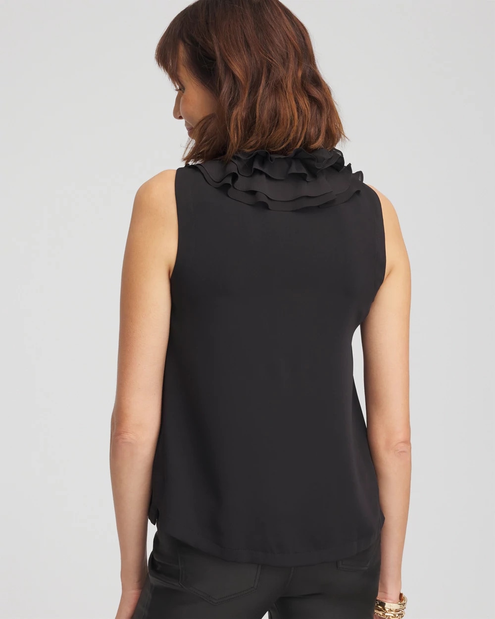Ruffled Neck Sleeveless Blouse