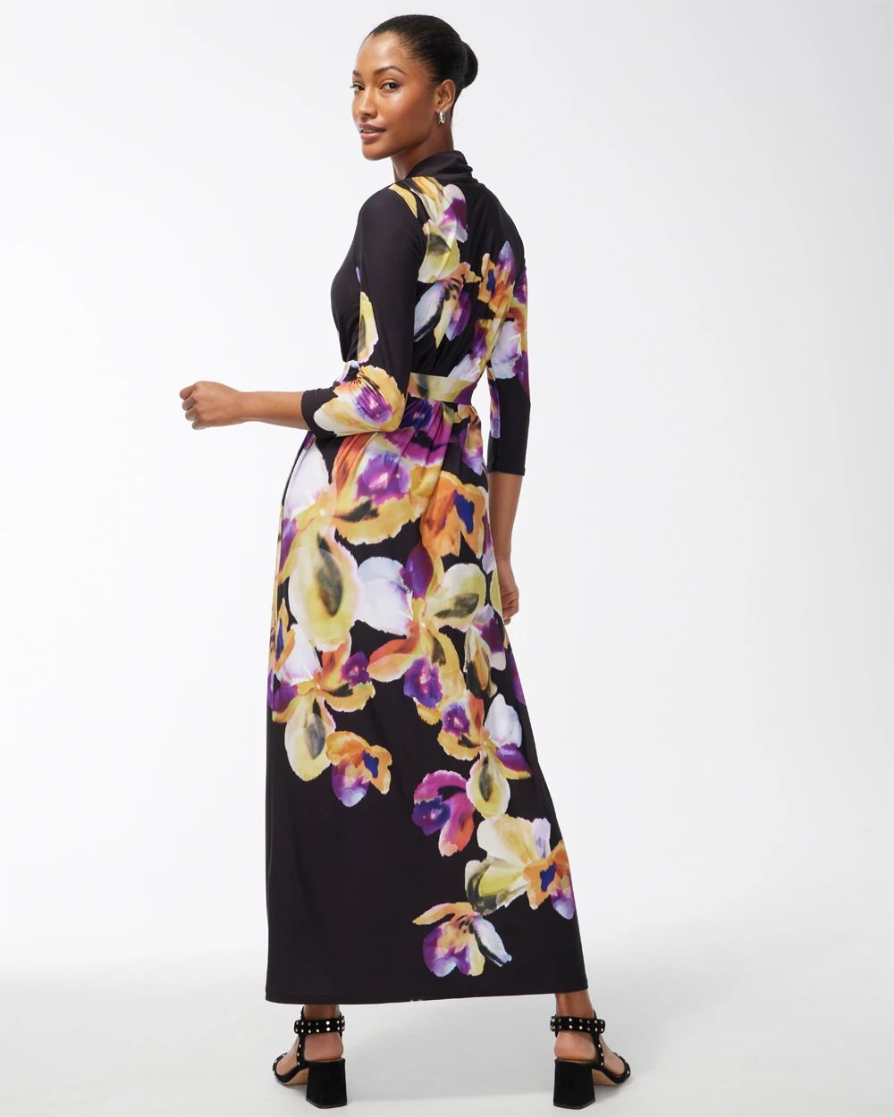 Pleat Front Floral Maxi Dress