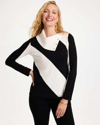 Zenergy® Luxe Intarsia Envelope Neck Pullover