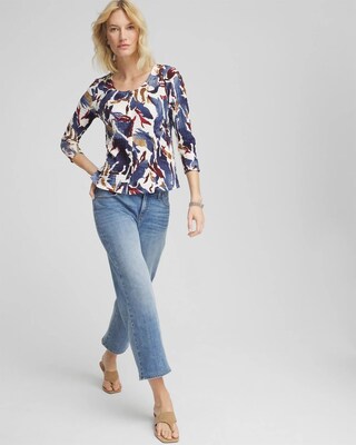 Printed Textured Scoopneck Cardigan click to view larger image.