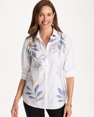 Placed Print No Iron Stretch Shirt