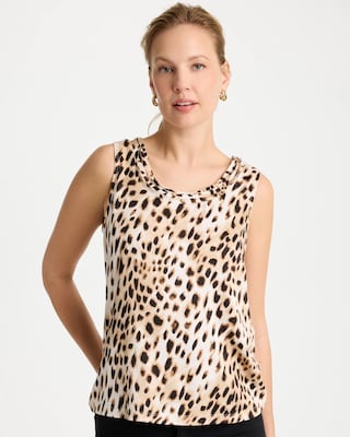 Animal Print Jersey Satin Tank Top