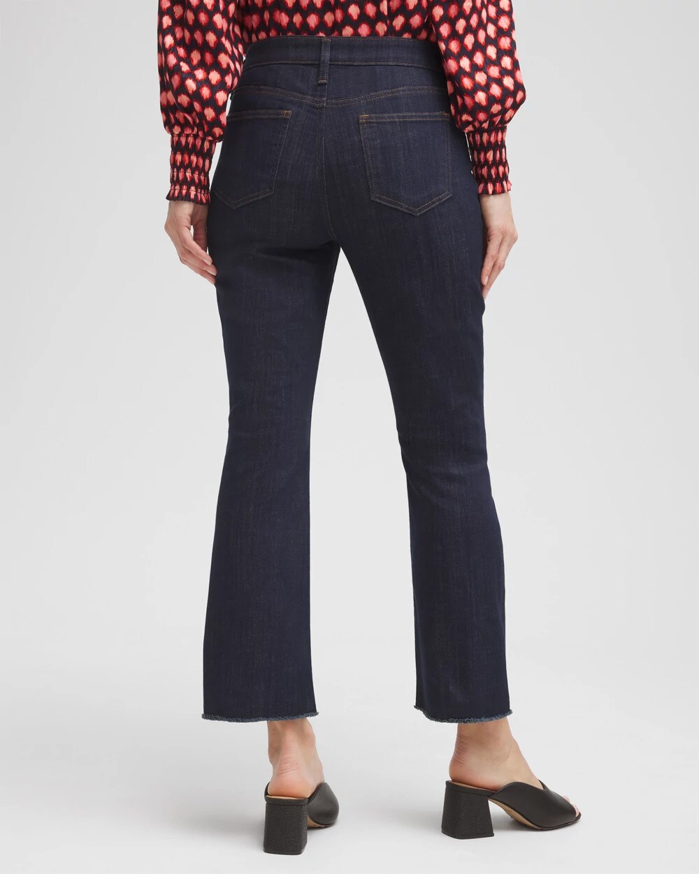 Petite Girlfriend Fray Hem Kick Flare Jeans