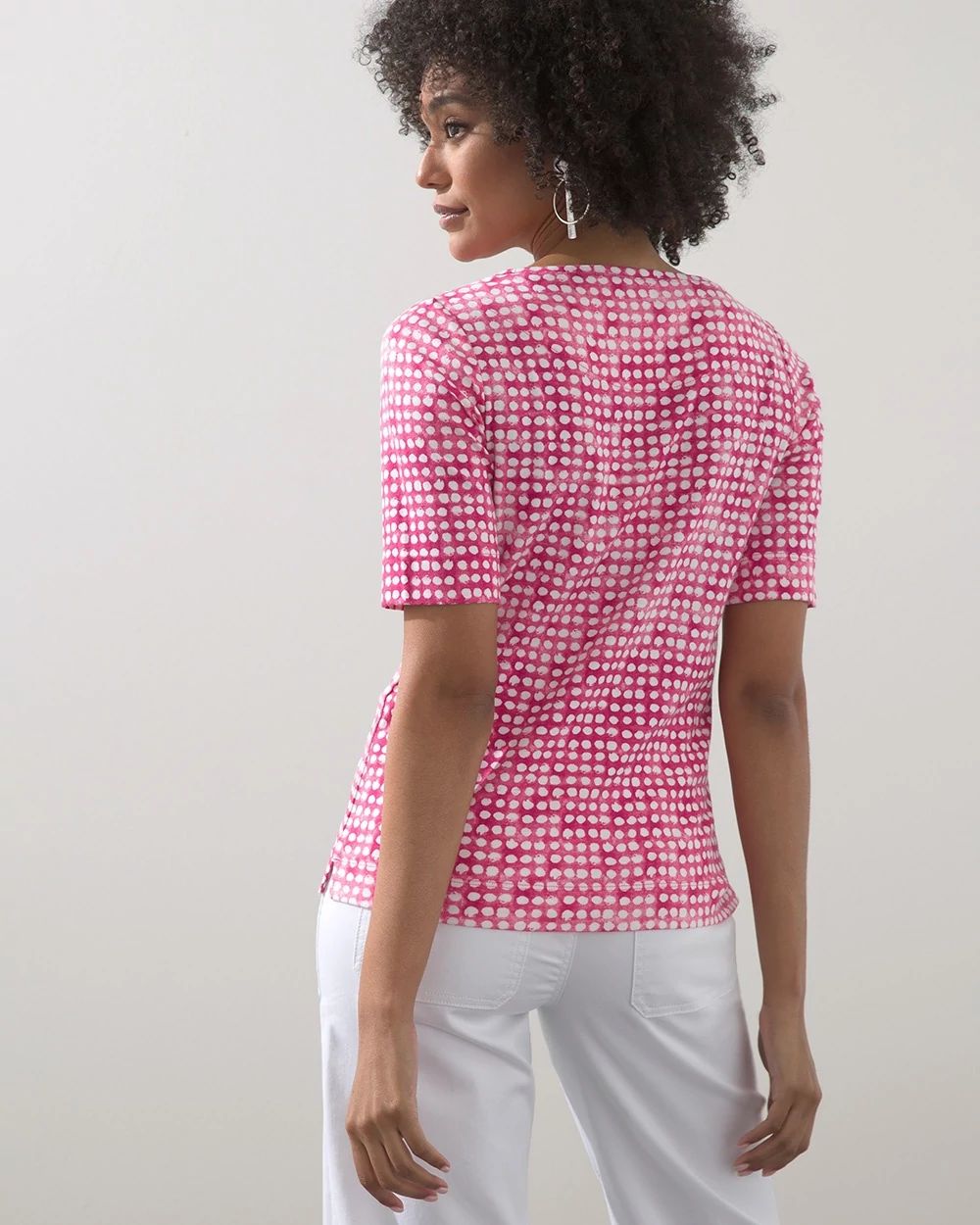 Pima Dot Print Elbow Sleeve Tee