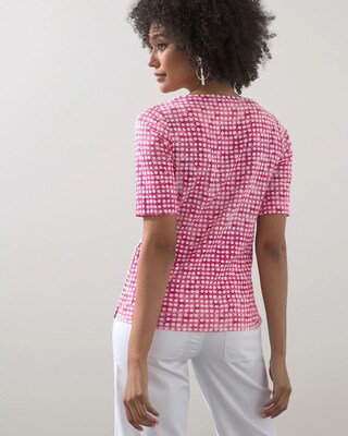 Pima Dot Print Elbow Sleeve Tee