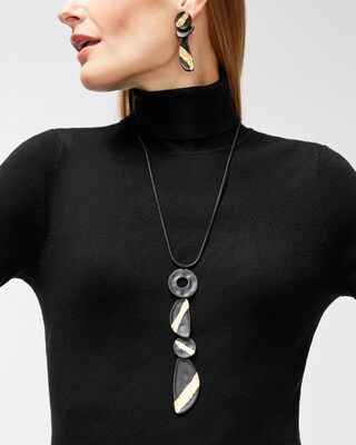 Black & Gold Foil Pendant Necklace