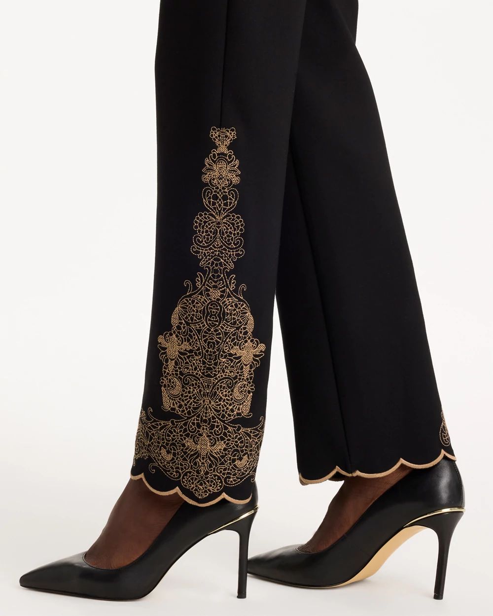 Juliet Artisanal Lace Straight Ankle Pants click to view larger image.