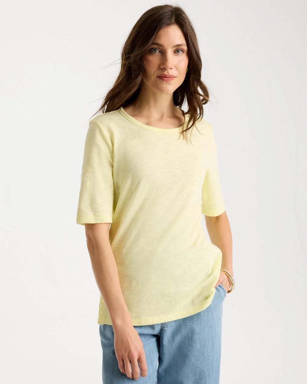 Slub Crewneck Button Tee