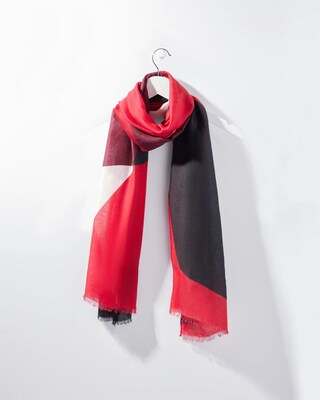 Red Geo Print Oblong Scarf