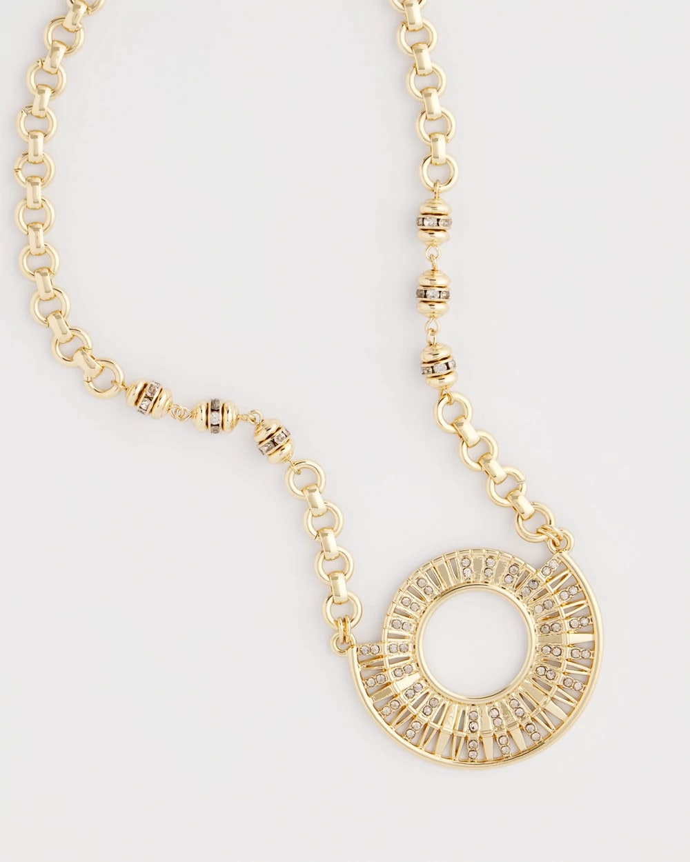 Sparkling Goldtone Circle Pendant Necklace