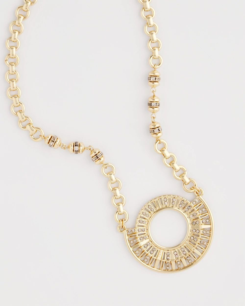 Sparkling Goldtone Circle Pendant Necklace