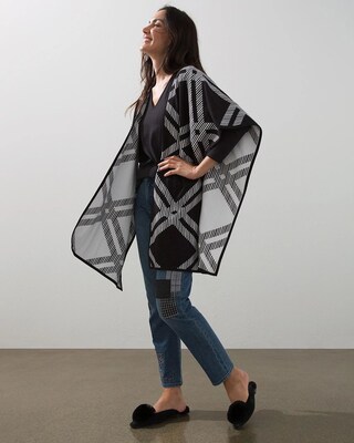 Reversible Plaid Windowpane Ruana