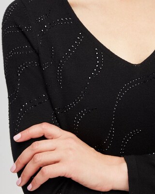 Embellished V-neck Pullover Sweater