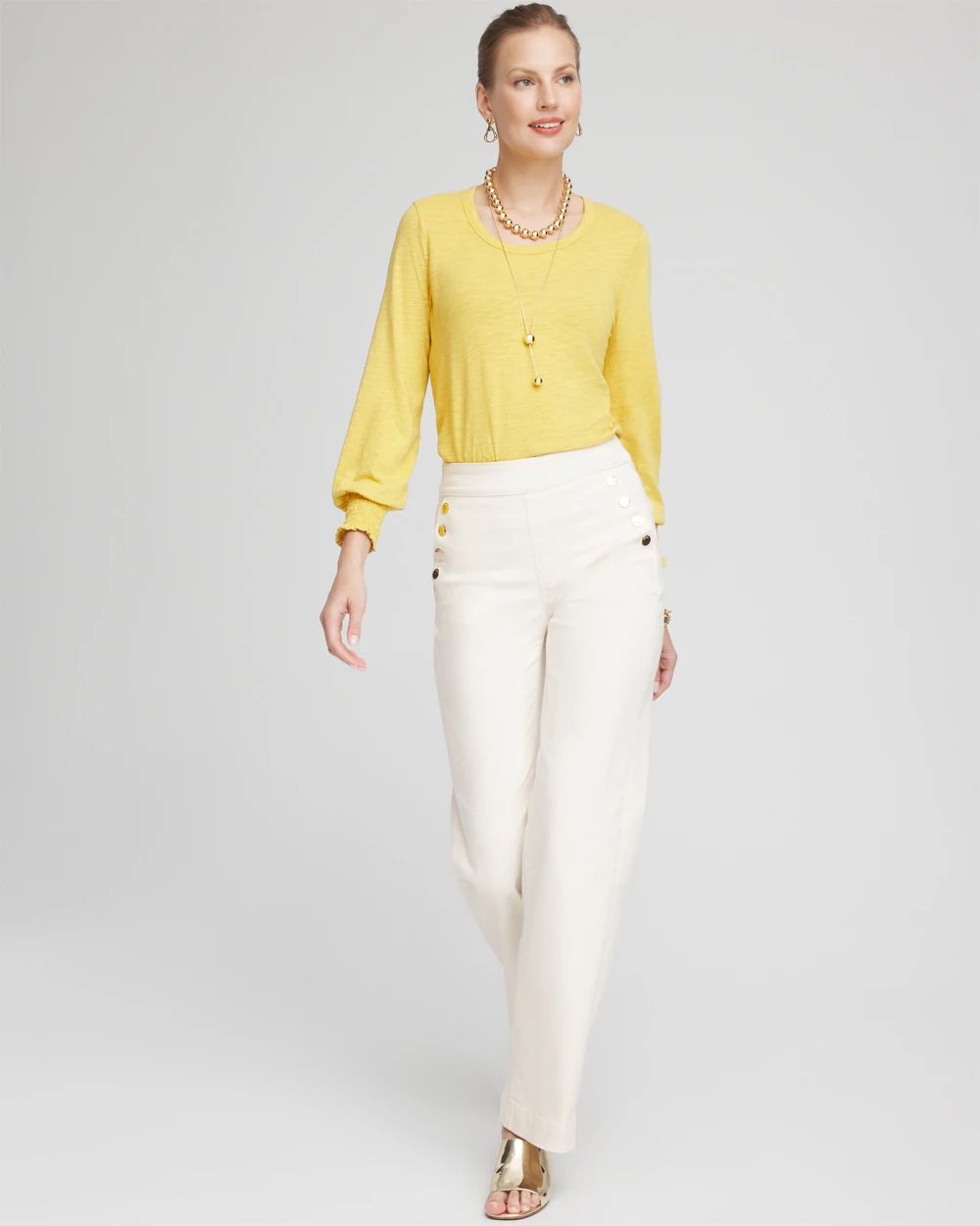 Smocked Long Sleeve Tee