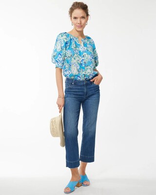 Shell Print Ramie Blend Blouse